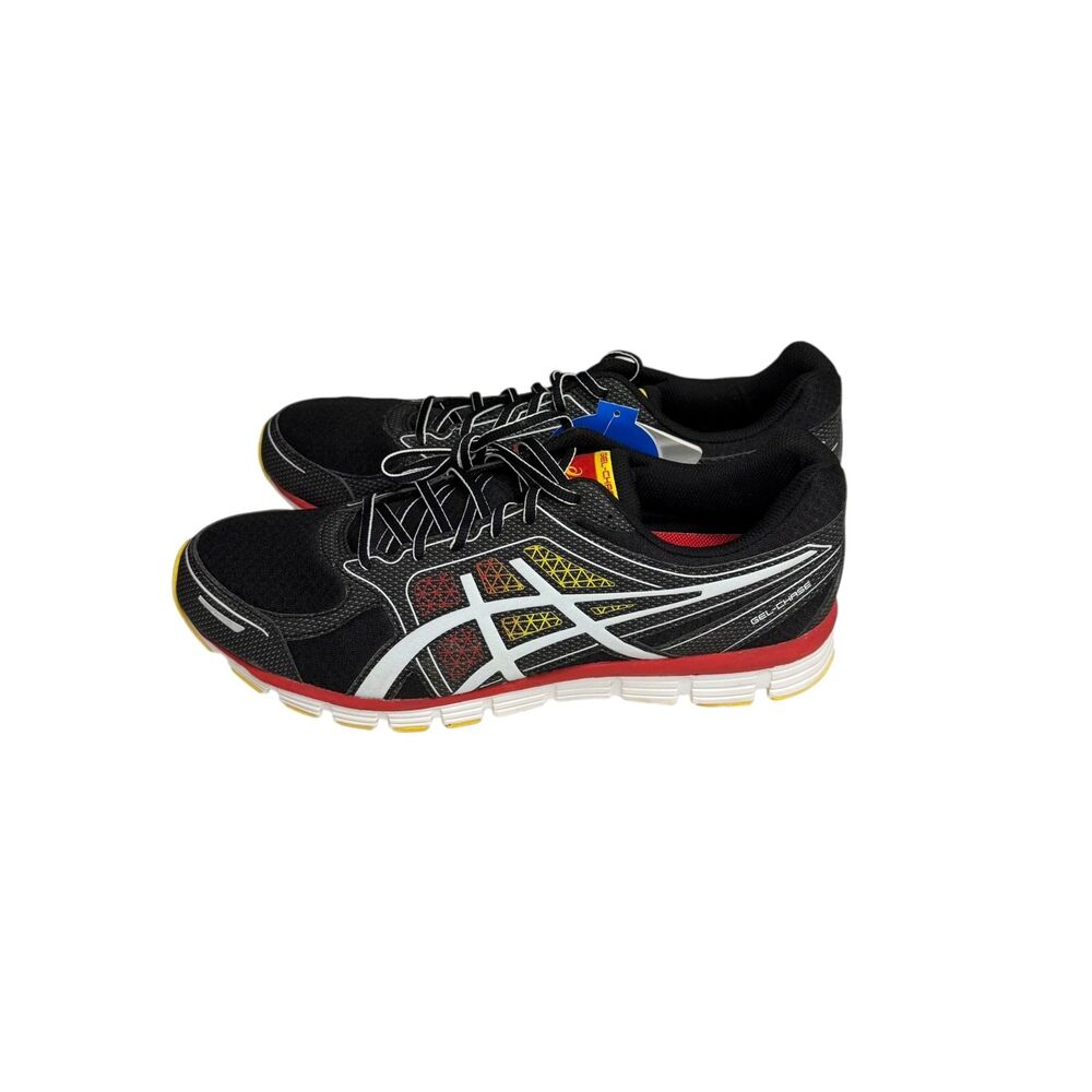 Asics Gel Chase Sneaker Shoe Mesh Leather Black White Red Men 14 NIB